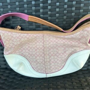 Y2K Signature Coach Small Hobo Pink and White Purse